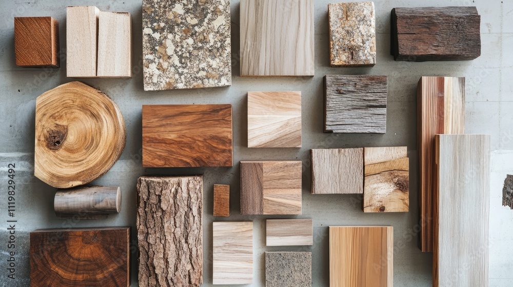 Aufkleber diverse selection of wood samples showcasing various textures and finishes for material testing and 