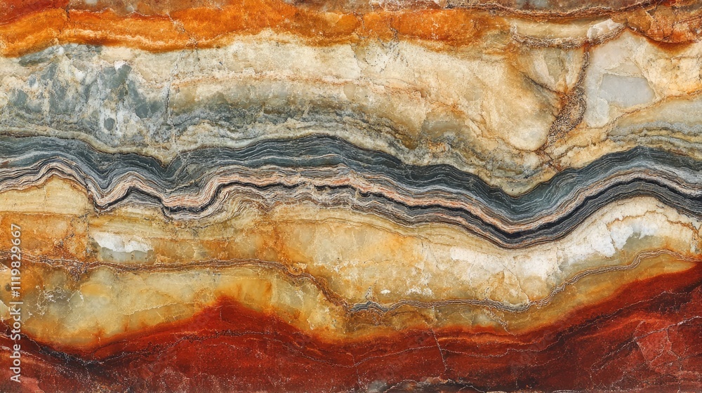 Poster close up of vibrant red sandstone strata highlighting intricate textures and geological patterns at 