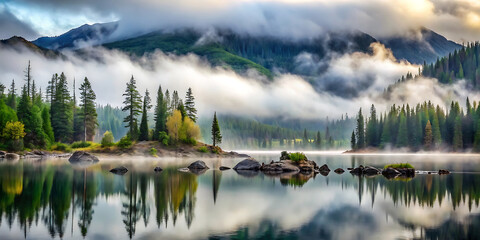 Fototapeta premium lake and mountains