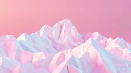 Abstract Low Poly Mountain Range with Pink and White Gradient