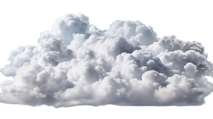 Fluffy white clouds isolated on a transparent background, ideal for sky visuals, isolated on transparent background.