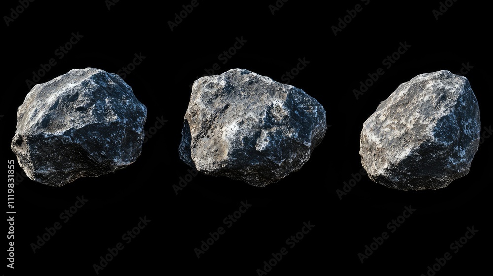 Fototapete high resolution isolated asteroids collection on black background ideal for design integration and v