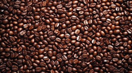 Fototapeta premium Freshly roasted coffee beans texture with rich flavors on a wooden background perfect for morning coffee enthusiasts and culinary themes
