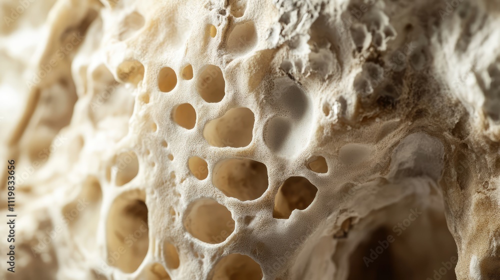 Poster close up of healthy spongy bone structure showing intricate textures and organic patterns in a detai