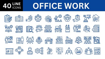 Office Work web icons in line style.