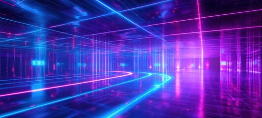 Neon Cyberpunk Corridor: A Futuristic Digital Dreamscape