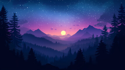 Fototapeta premium Unique dusk skies. ideal for backdrop. Twilight. Illustration