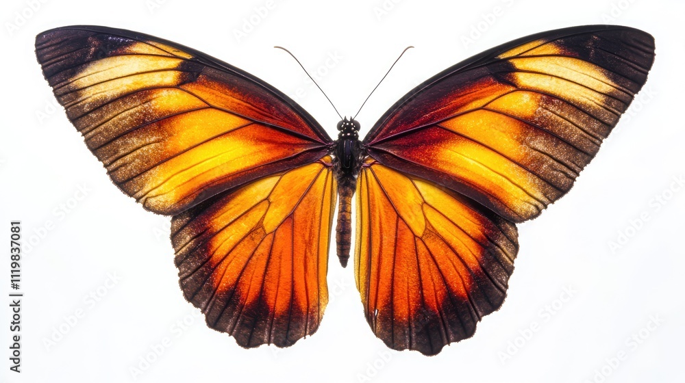 Aufkleber vibrant butterfly wing displaying intricate patterns and colors isolated on a clean white background