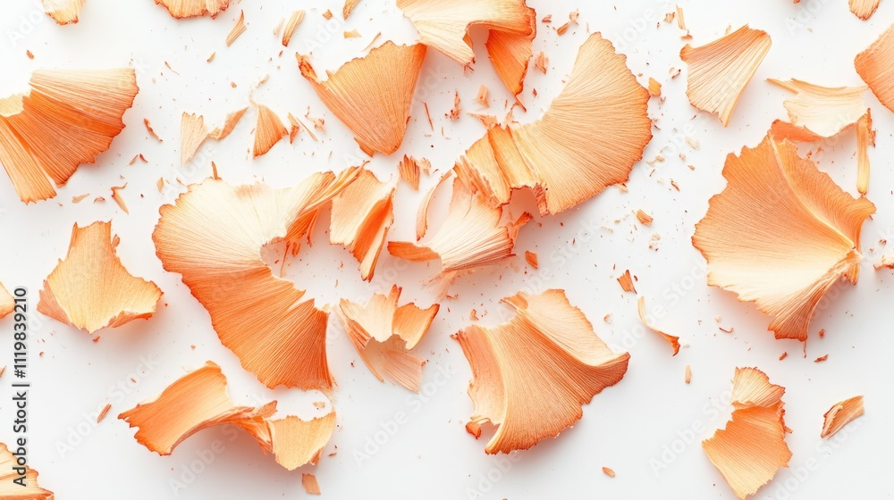 Aufkleber delicate soft peach petals scattered on a clean white surface creating an elegant and serene backgro