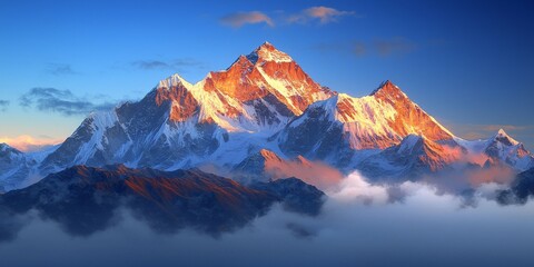 Fototapeta premium Majestic Sunrise Over Snow Capped Himalayan Mountains