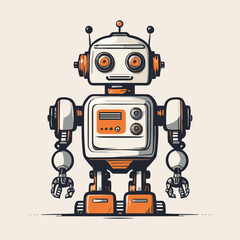 Retro Futuristic Robot in Vintage Comic Art Style