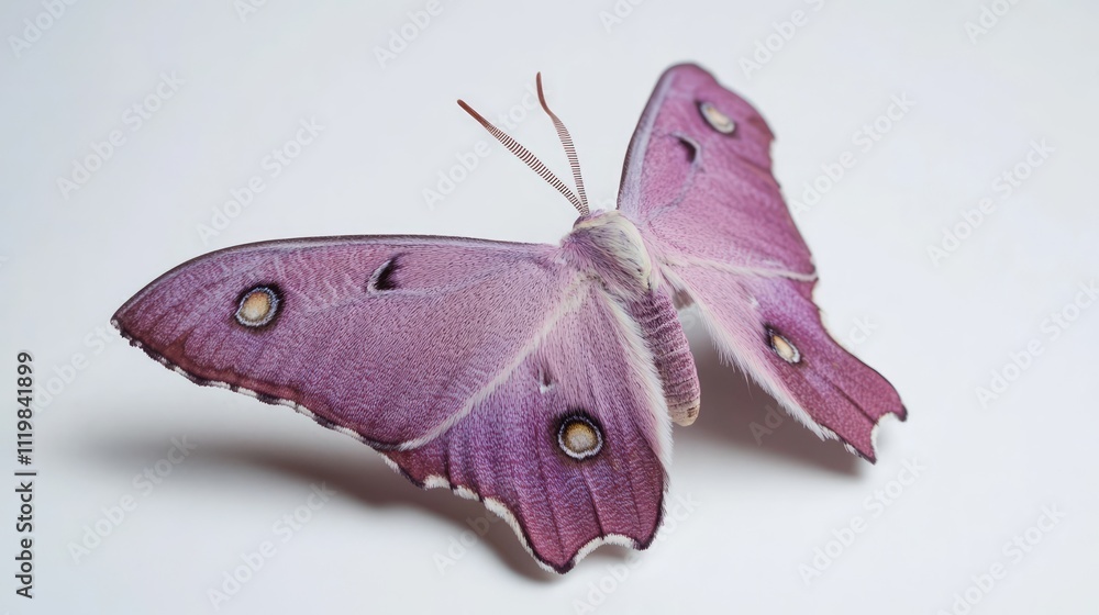 Poster purple butterfly displaying intricate lower wing patterns isolated on a clean white background showc