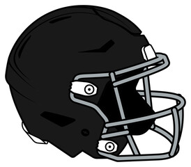 Fototapeta premium Black American Football helmet with gray facemask