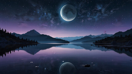 Serene Anime Moonlit Landscape