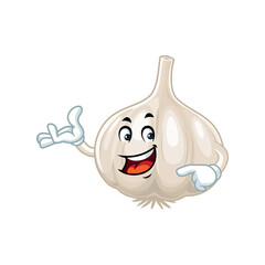 Happy Garlic Mascot Cartoon Character.
