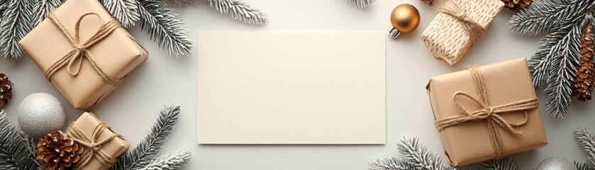 Holiday gift preparation cozy home decorative images winter season top-down view festive vibes for seo impact