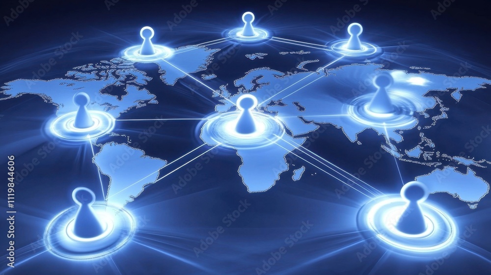 Aufkleber global network concept with connecting people and data flow
