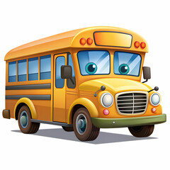 cartoon school bus on white background