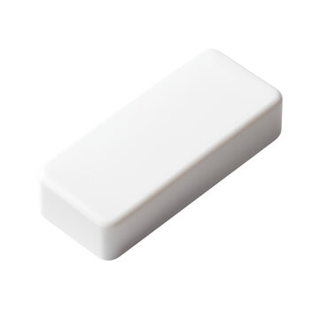 Plain white eraser on a black background