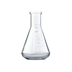 Clear laboratory flask with measurement markings