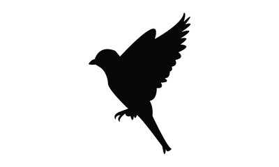 Flying Sparrow Bird Silhouette Design  And Vector Illustration. 