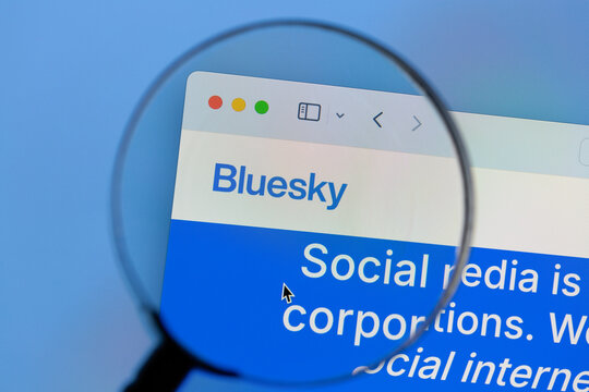 Ostersund, Sweden - Dec 6, 2024. Bluesky Social website on a computer. Bluesky is a decentralized microblogging social platform.