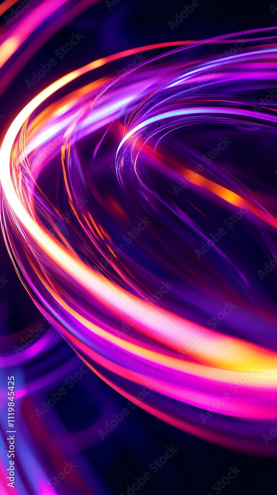 Aufkleber glowing spiral patterns. neon orange and violet hues intertwining. abstract circular motion with shi