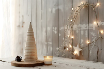 Christmas Home Decor: White Tree and Winter Pine Cone Arrangement – Ideal for Holiday Promotions