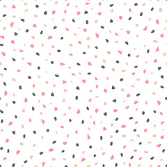 Abstract seamless pattern. Vector texture on white background. Different colors and shapes dots