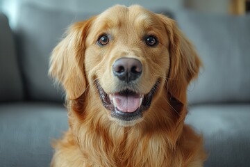 Obraz premium Cheerful Golden Retriever with Bright Friendly Expression