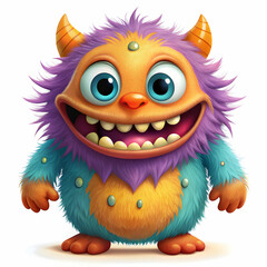 Obraz premium cartoon cute monster set on white background