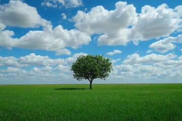 Heart-Shaped Tree in Vibrant Green Field