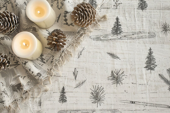 Christmas Home Decor: White Tree and Winter Pine Cone Arrangement&ndash; Ideal for Holiday Promotions