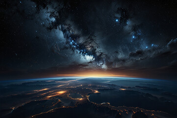 Fototapeta premium Stunning 3D Rendering of a Dark Earth Floating in Space