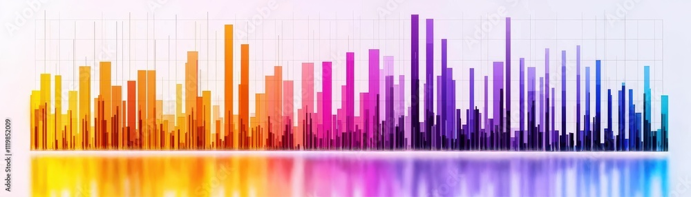 Aufkleber a colorful, abstract representation of data visualization with vertical bars, showcasing a gradient 
