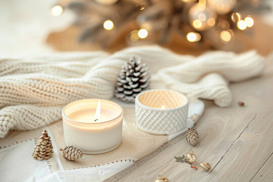 Christmas Home Decor: White Tree and Winter Pine Cone Arrangement &ndash; Ideal for Holiday Promotions