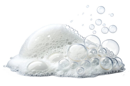 soap foam pile with bubble isolated on white