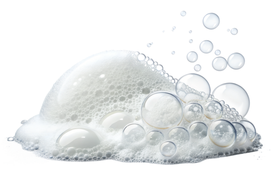 soap foam pile with bubble isolated on white - Powered by Adobe