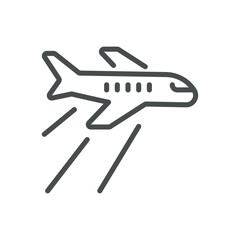 Aircraft Emissions Line Icon. Vector Outline Icon of Airplane Pollution, Carbon Footprint and Environmental Impact.