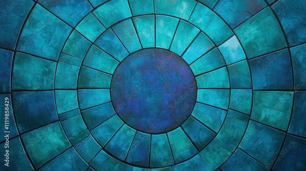 Aufkleber vibrant circular pattern with vivid teal shades and intricate design elements