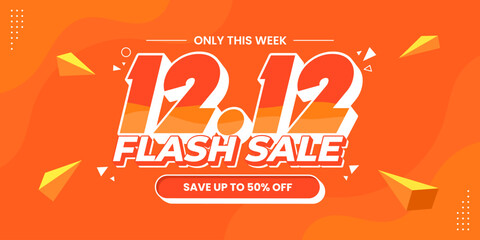 12 12 super sale promo banner with discount offer. 12 12 shopping festival super sale banner. Flash sale special offer banner for social media post or website banner. Flash sale campaign