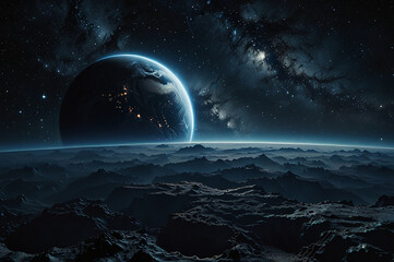 Stunning 3D Rendering of a Dark Earth Floating in Space