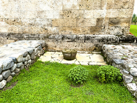 Ancient Caucasian Albanian Bulun Temple of Blessed Virgin Mary  in Azerbaijan, Qabala region, August 2024