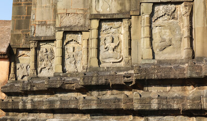 Ancient Carving Sculptures of Hindu Deities on the Siva Dol, Sivasagar, Assam, India.