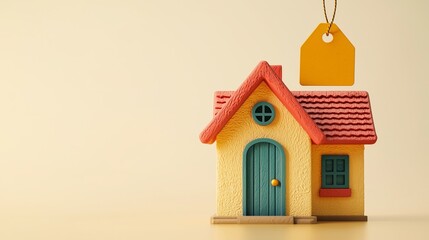 Colorful Model House with Tag Background