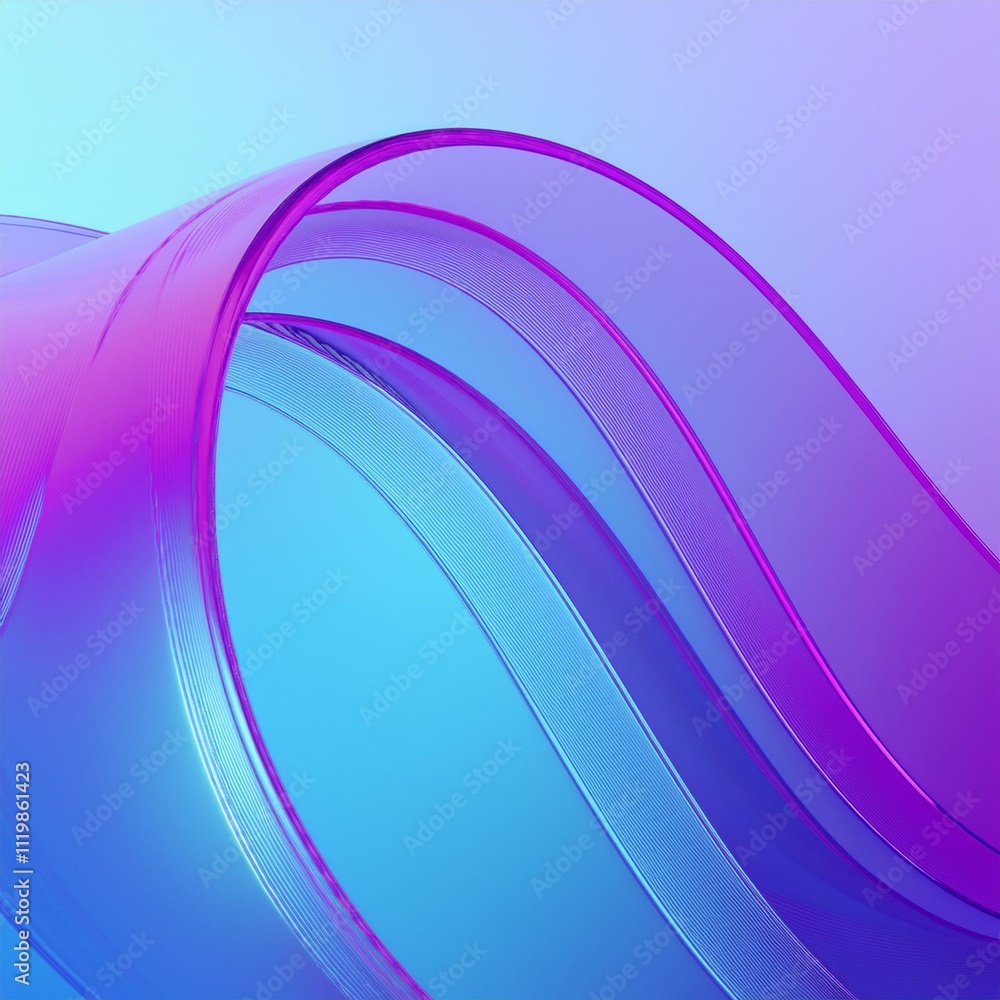 Poster flowing gradient transparent multilayer glass background, 3d rendering.