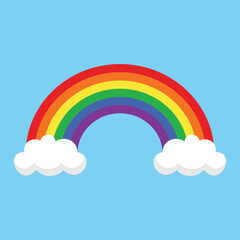 Rainbow Flat style with clouds