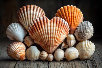 Obraz premium A Heart-Shaped Arrangement of Seashells