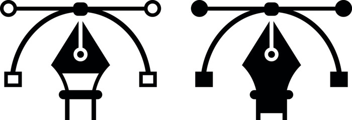 Pen Tool with Anchor Points, Minimalist Pen Tool Icon for Graphic Design and Vector Editing.