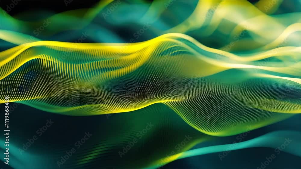 Aufkleber dynamic visual effect of abstract wavy patterns in green and yellow flowing lines evoke movement and